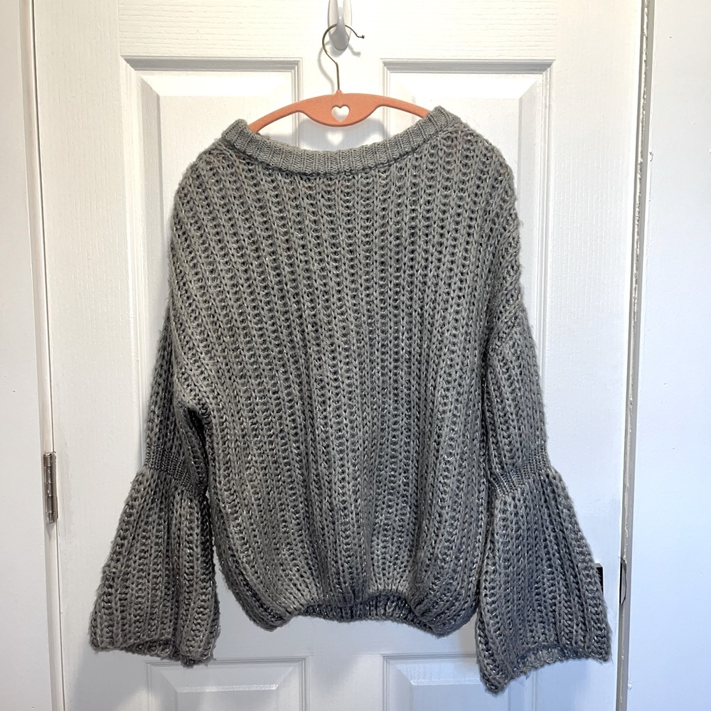 Gray Knit Sweater with Tinsel